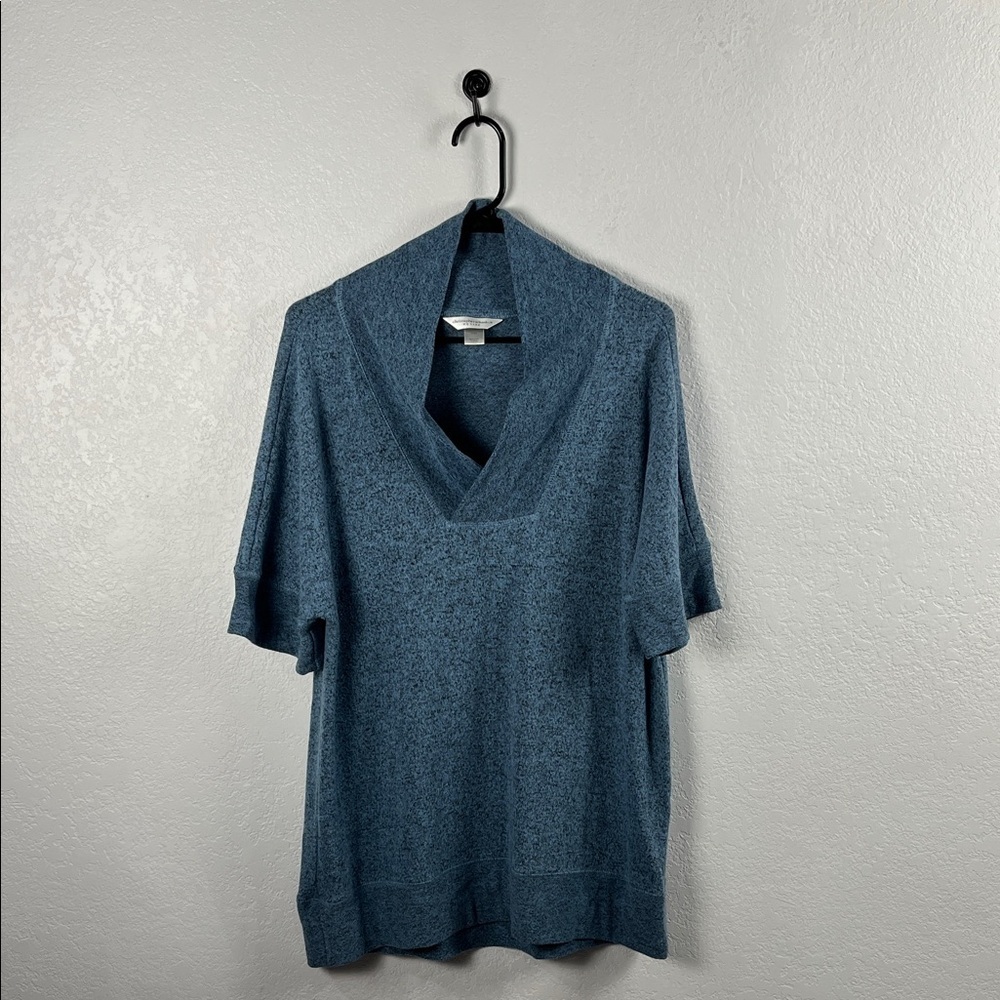 Christopher & Banks Women's Teal Cowl Neck Sweater Short Sleeve Casual Winter